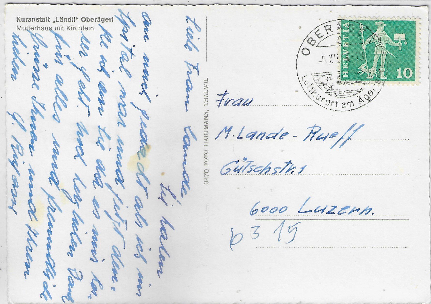 Cartoline postali: Kuranstalt Ländli - Oberägeri – Usato da Ettingen venduto da Kartenplanet 1