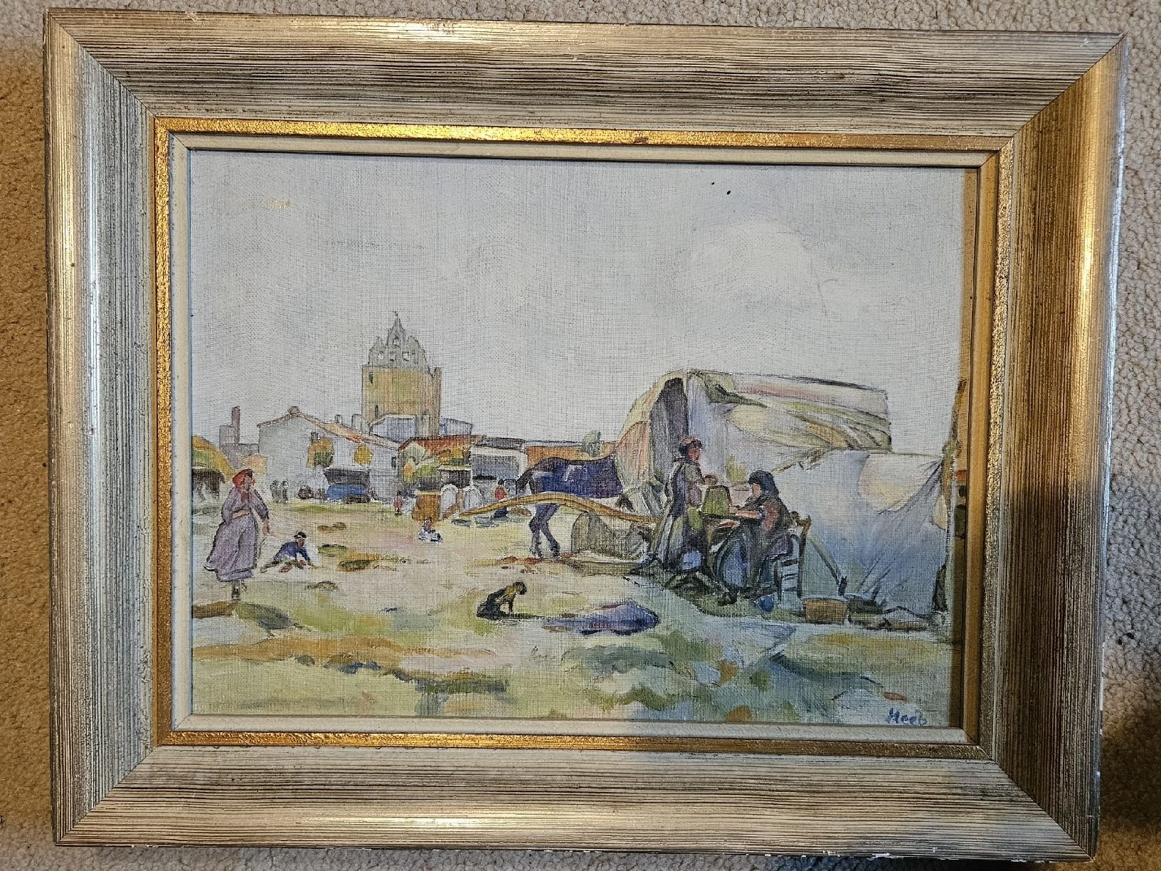 Gemälde: Gemälde / Dorfleben, signiert – Gebraucht aus Werthenstein von Marsche1