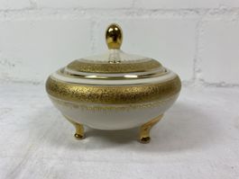 Elegante antike Bonbonniere, Porzellan mit Golddekor