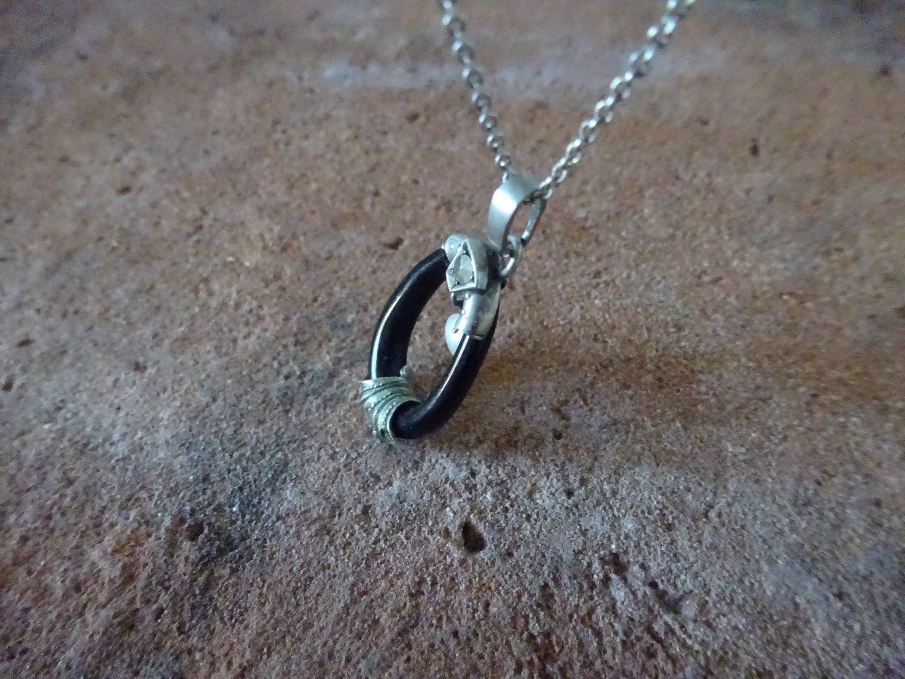 Catenine: Kette Perle Onyx Jugendstil / 835 Silber – Usato da Esslingen venduto da FetteSchnecke 4