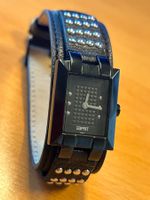 Esprit Damenuhr Schwarz Echtleder mit Nieten