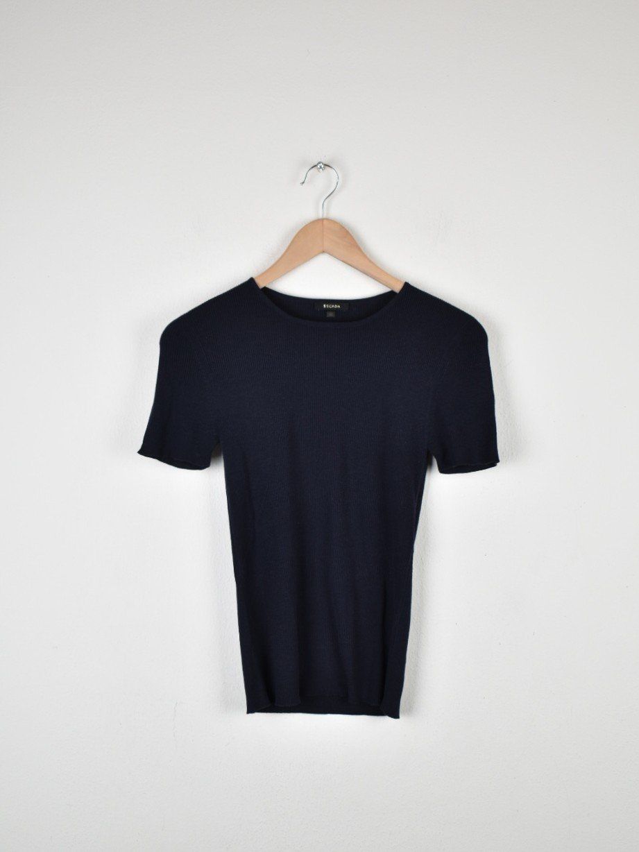 Escada T-shirt: Escada Strickshirt, Gr.36, blau, 100% Schurwolle – Nuovo (secondo la descrizione) da Nürensdorf venduto da 2ND_STORY