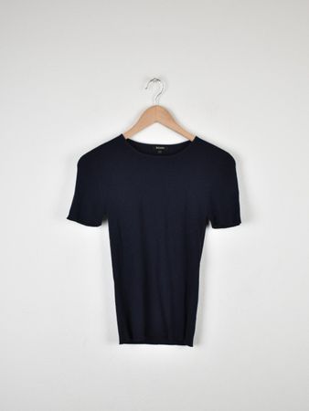 Escada Strickshirt, Gr.36, blau, 100% Schurwolle
