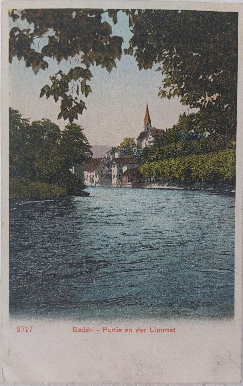 Cartoline postali: BADEN - Partie an der Limmat - 1905 – Usato da Delémont venduto da Domdom1