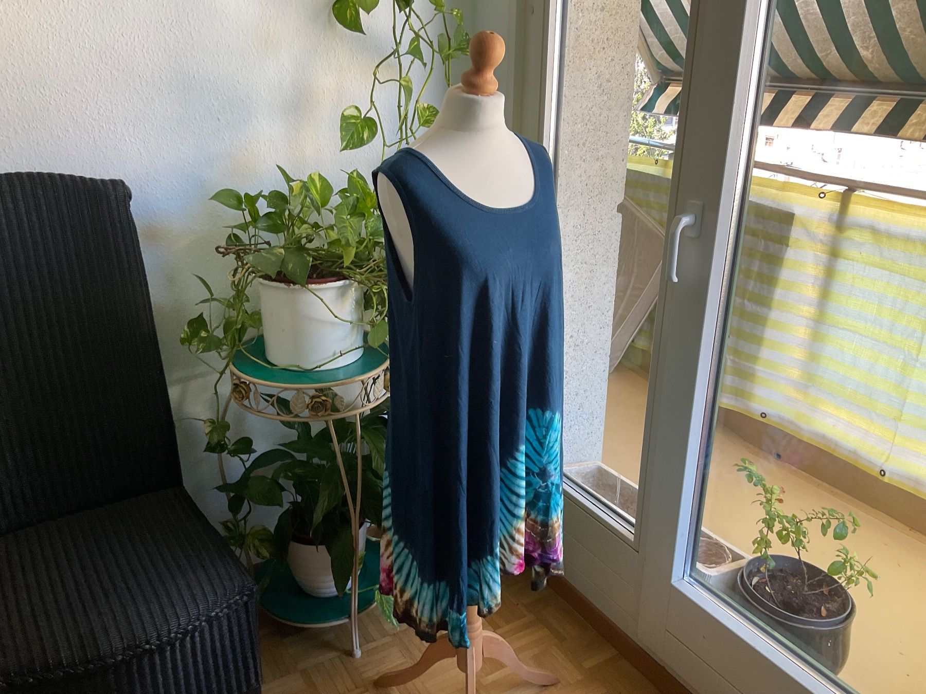 Vestiti: Robe d'été tie-dye batik bleu turquoise - Taille Unique - – Usato da Genève venduto da Mazelyne 1