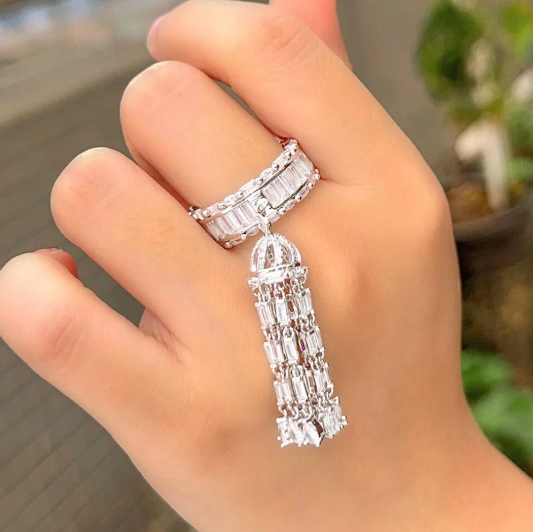 Altri gioielli: Schmuck-Set: Ring & Ohrringe mit Kristallen Quaste edel – Nuovo e nell'imballaggio originale da Erlinsbach SO venduto da ULIKH 1