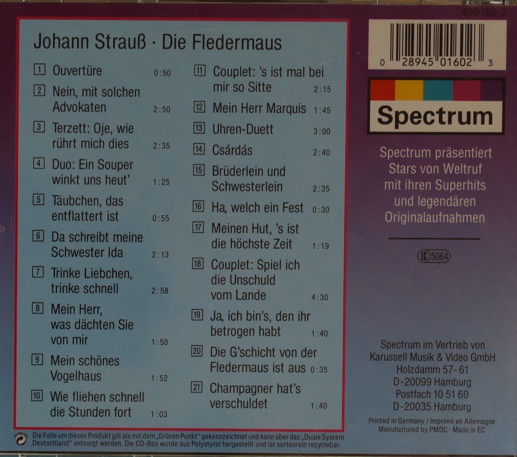 CD: Johann Strauss - die Fledermaus – Usato da Luzern venduto da CONTENTI 2