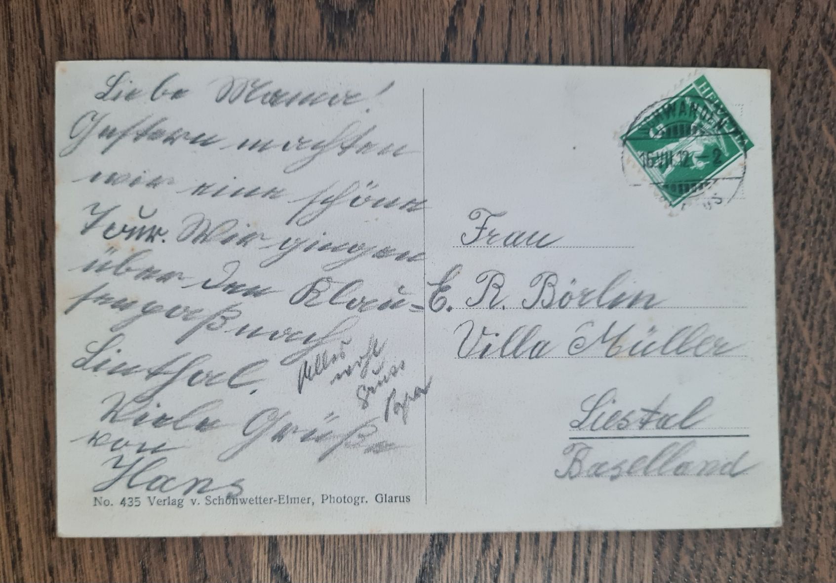 Cartoline postali: Schwanden mit Glärnisch 1912 – Usato da Ebikon venduto da Donar50 1