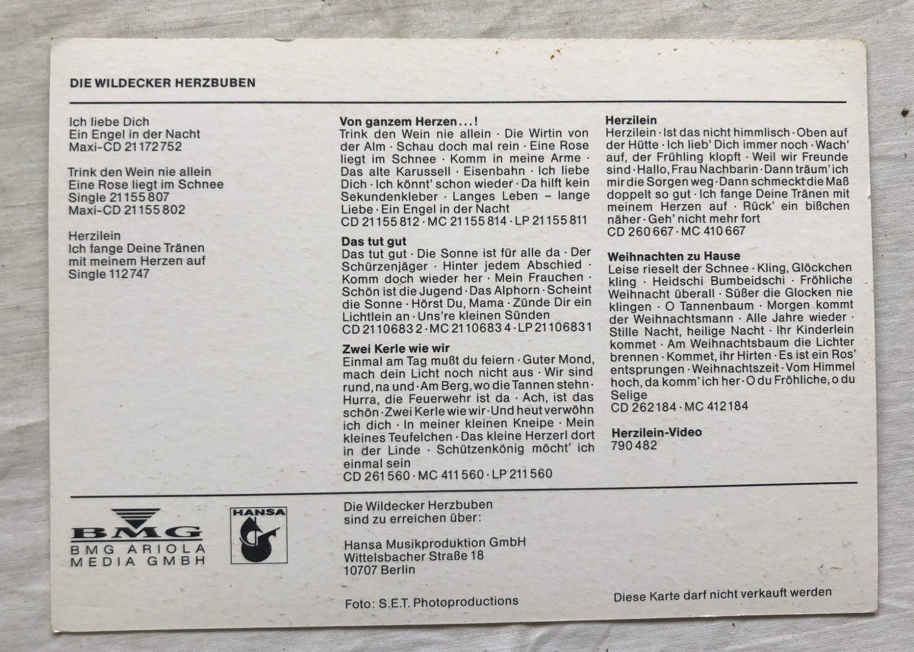 Autografi: Originalautogramm - Die Wildecker Herzbuben – Usato da Schaffhausen venduto da durruti 1