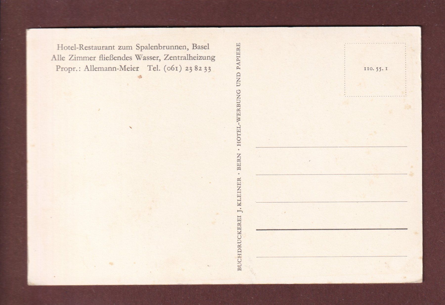 Cartoline postali: BASEL - Hotel Spalenbrunnen – Usato da Pully venduto da nicecards 1