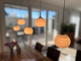Hängelampe Glas Kugeln Metall Deckenleuchte 5-flammig