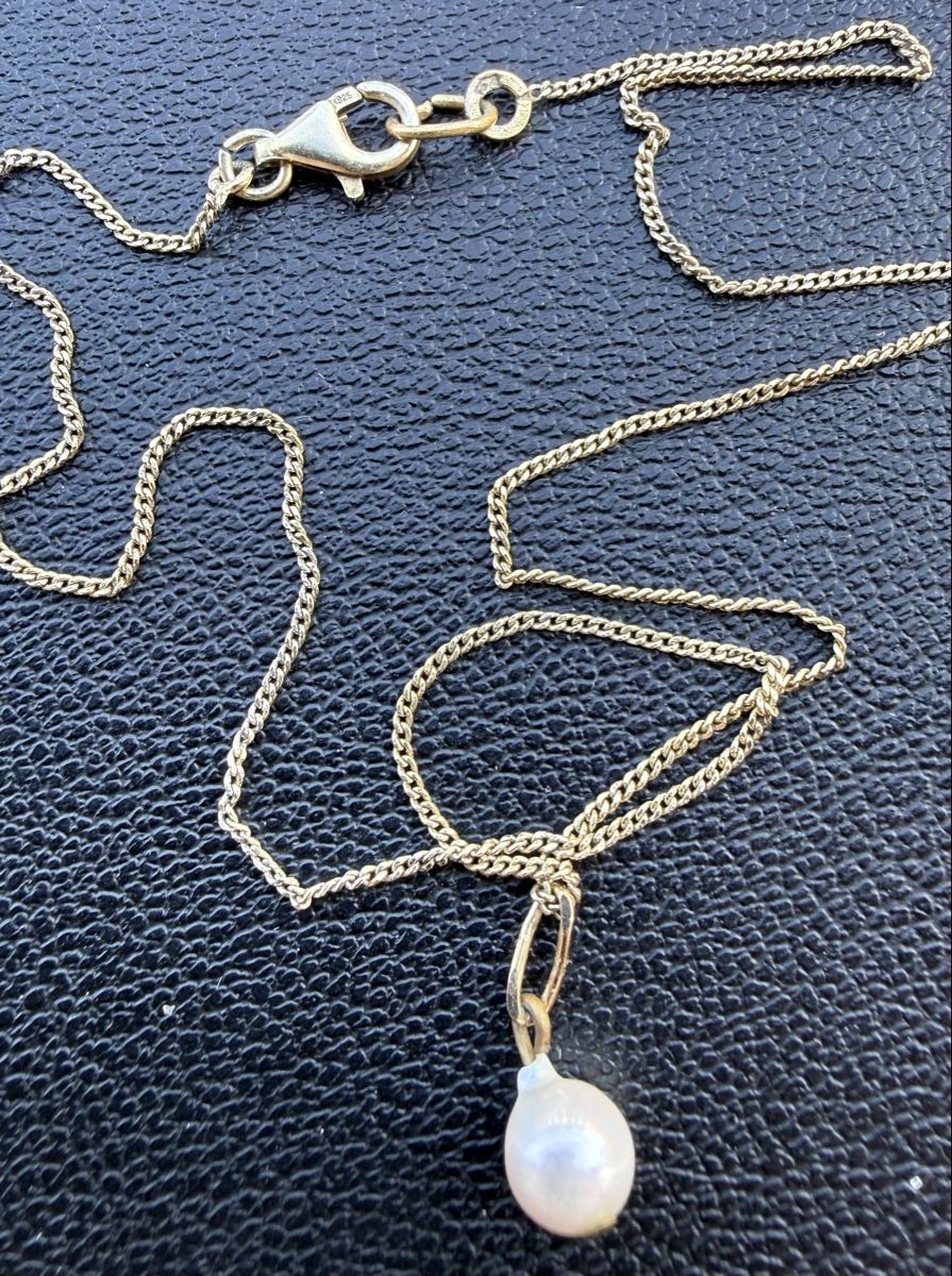 Ketten: Collier avec perle argent 925   – Gebraucht aus Les Bayards von aout