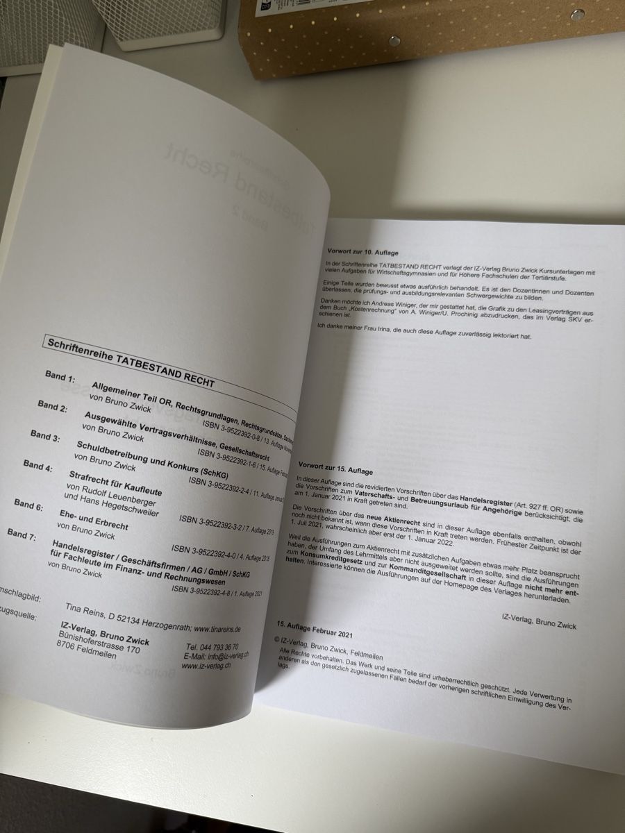 Libri: Tatbestand Recht Band 2 – Nuovo (secondo la descrizione) da Solothurn venduto da delialiliane 2