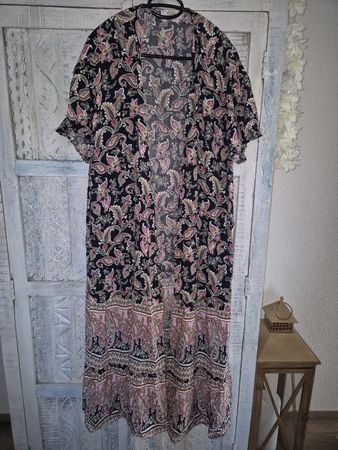 Bluse mit Paisleymuster Gr. M schwarz/pink