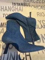 Coole Damen Stiefeletten Jeans-Optik Gr 36 Blau Stradivarius