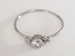 Silberring 925 mit Zirkonia Steinen, Grösse 17.4 mm