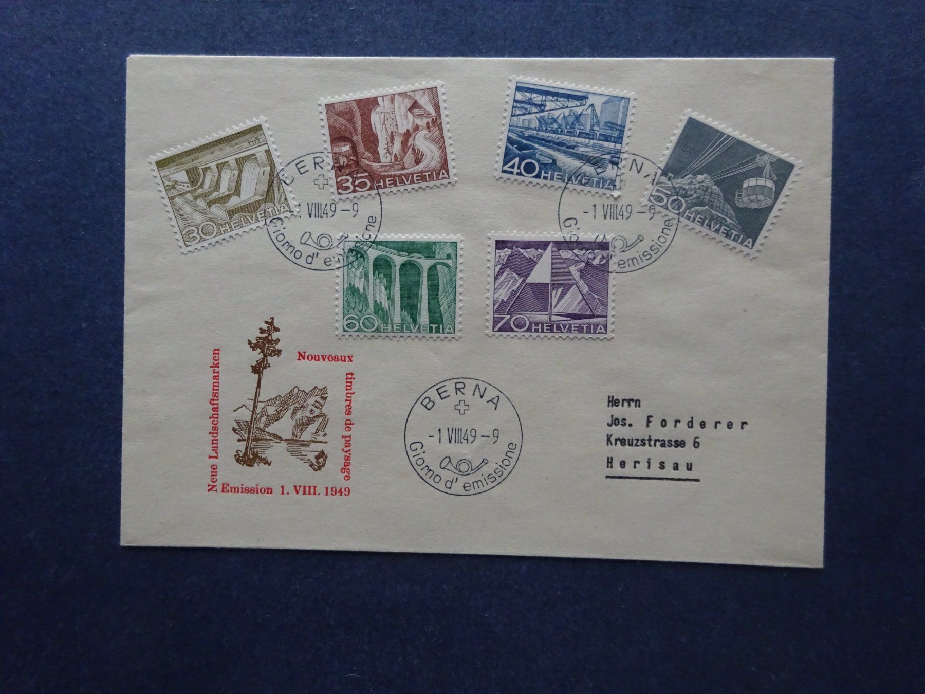 Tutti i francobolli: 1949 Technik und Landschaft FDC BERNA Illustration – Usato da Appenzell-Steinegg venduto da adi1975 2