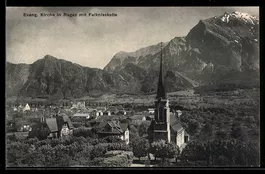 AK Ragaz, Evang. Kirche mit Ort u. Falknisskette