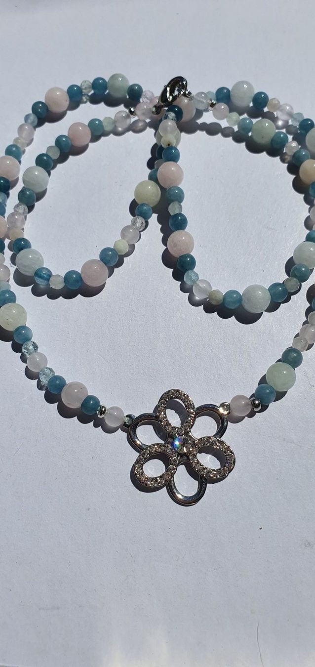 Catenine: Quarz und Morganit mit Blau Chalcedony – Nuovo (secondo la descrizione) da Benglen venduto da Meercat3 1