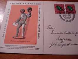 Brief Tag der Briefmarke 1957, Basel, gelaufen