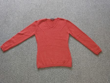 100% Alpaka Wolle Pullover V-Ausschnitt rot braun Gr S