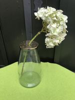 Blumenvase Glas mit Metallaufsatz, Höhe 26 cm, Top-Zustand