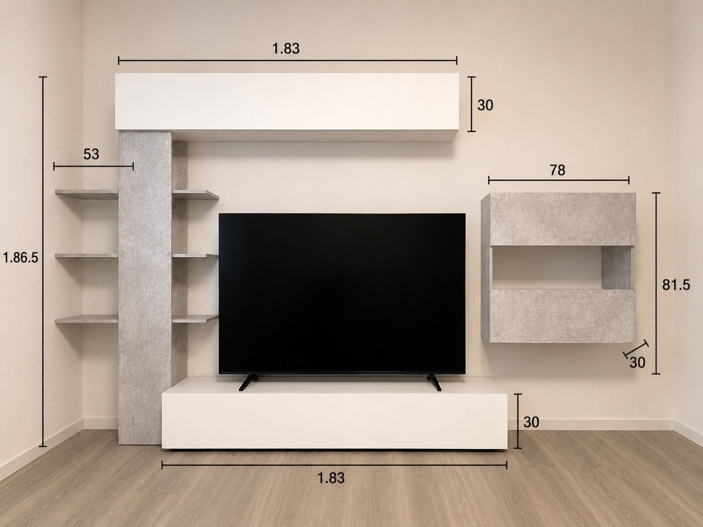 TV Möbel: Wohnwand in Weiss-Beton Optik – Neu (gemäss Beschreibung) aus Gachnang von fra_nw75 2