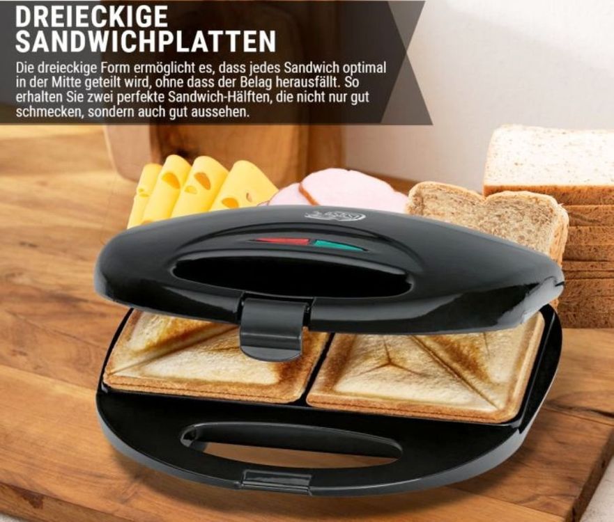 Exquisit Sandwichtoaster ST 3101 - 750W Dreieck Sandwich Maker Mit Antihaft