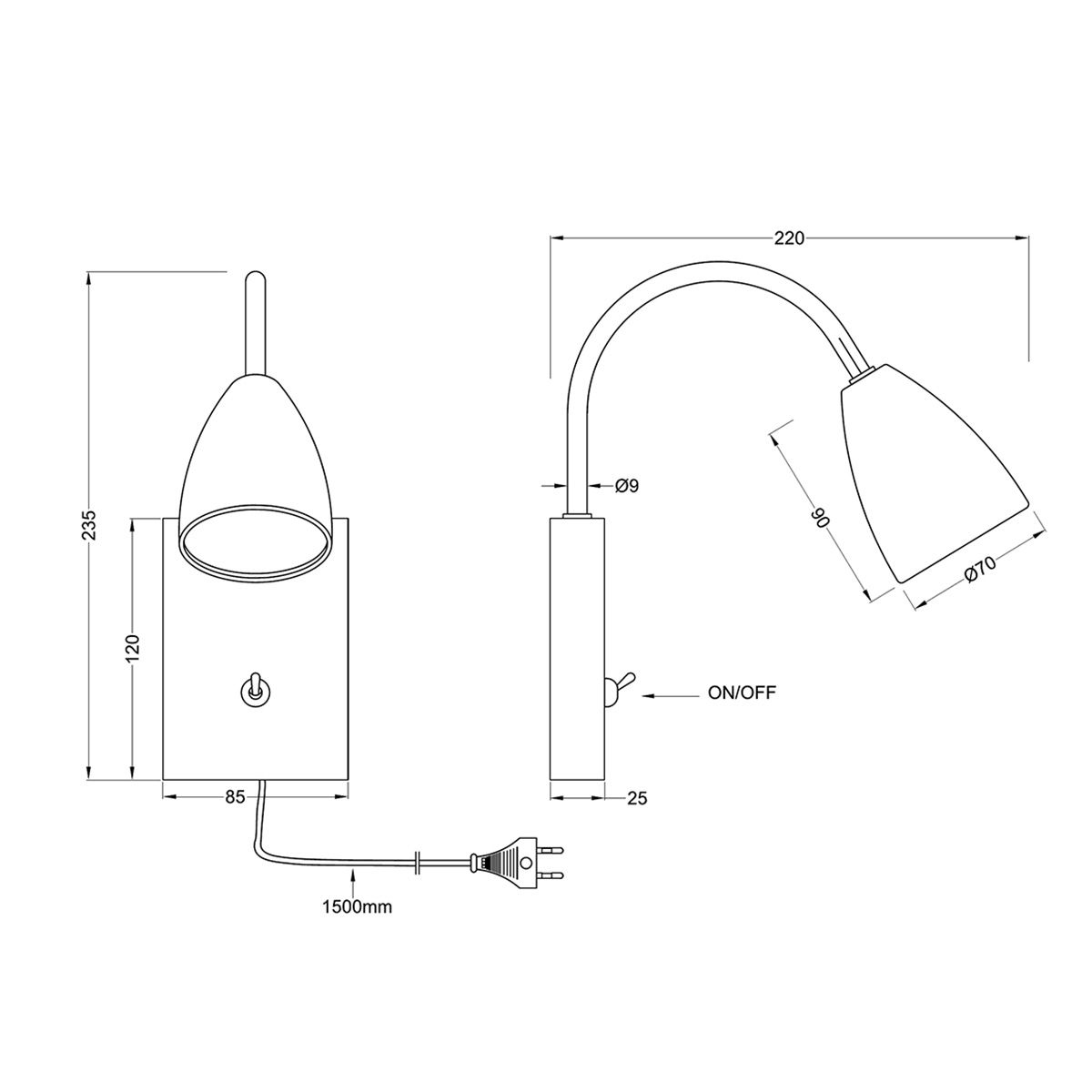 Lampen: Wandleuchte, Leselicht, 23 cm Höhe, IP20 – Neu (gemäss Beschreibung) aus Kreuzlingen von Smart-Light 4