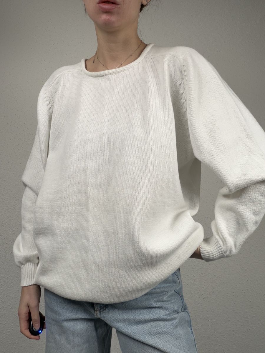 Pullover & Sweatshirts: Vintage white Sweater with Button Back Detail – Gebraucht aus Knonau von Grapesvintage 4