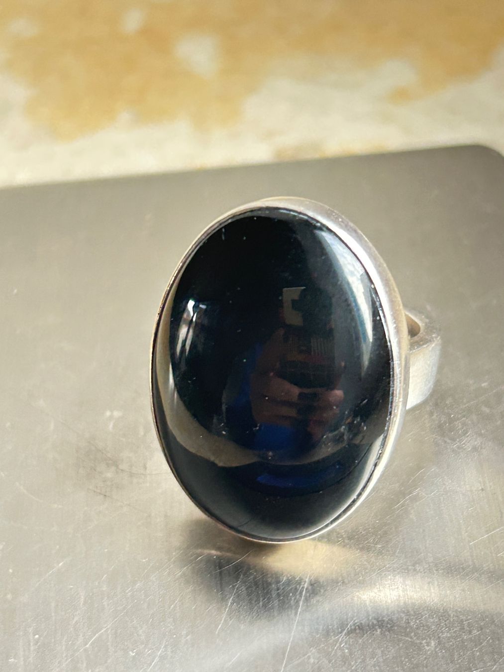 Anelli: Grosser Onyx Ring Silberfassung (Grösse 55) – Usato da Laufen venduto da belleskulptur 7