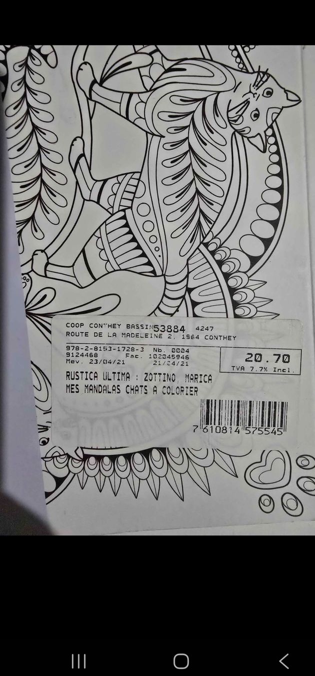 Bücher: Livre de coloriage mandalas chats - Rustica Ultima, neuf – Neu und originalverpackt aus Monthey von Chez-Dani-81