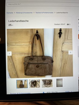 Neuwertige baer lederhandtasche