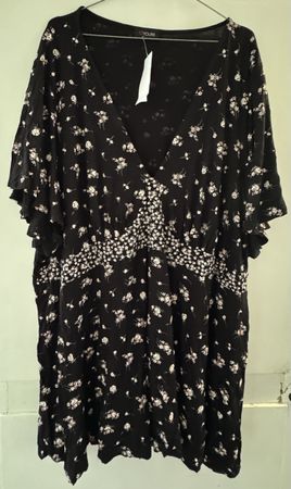 Yours Black Floral Print Summer Dress Size 34/36 EUR 62-64 5