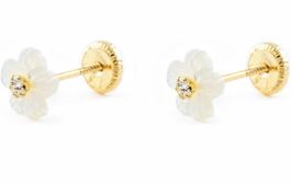 Kinder Perlmutt Blumen Gelbgold 9 Karat (375)