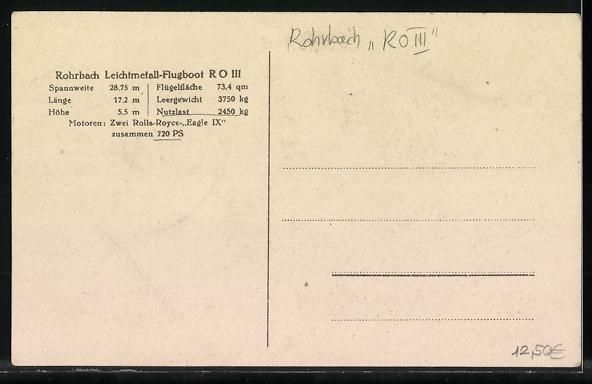Foto & Poster: Rohrbach Leichtmetall-Wasserflugzeug RO  – Usato da Berlin venduto da bartko-reher 1