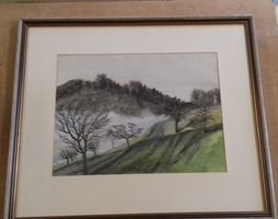 Pastell Landschafts-Szene von Rolf Munzinger 1988  (ID 4954)