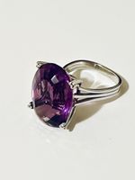 Amethyst Ring 750 18k White Gold