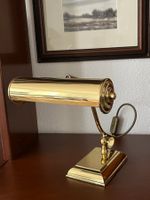 Klassische Klavierlampe Messing mit rechteckigem Fuss