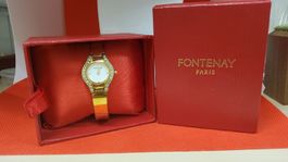 Fontenay Damenuhr goldfarben mit Steinen und Box