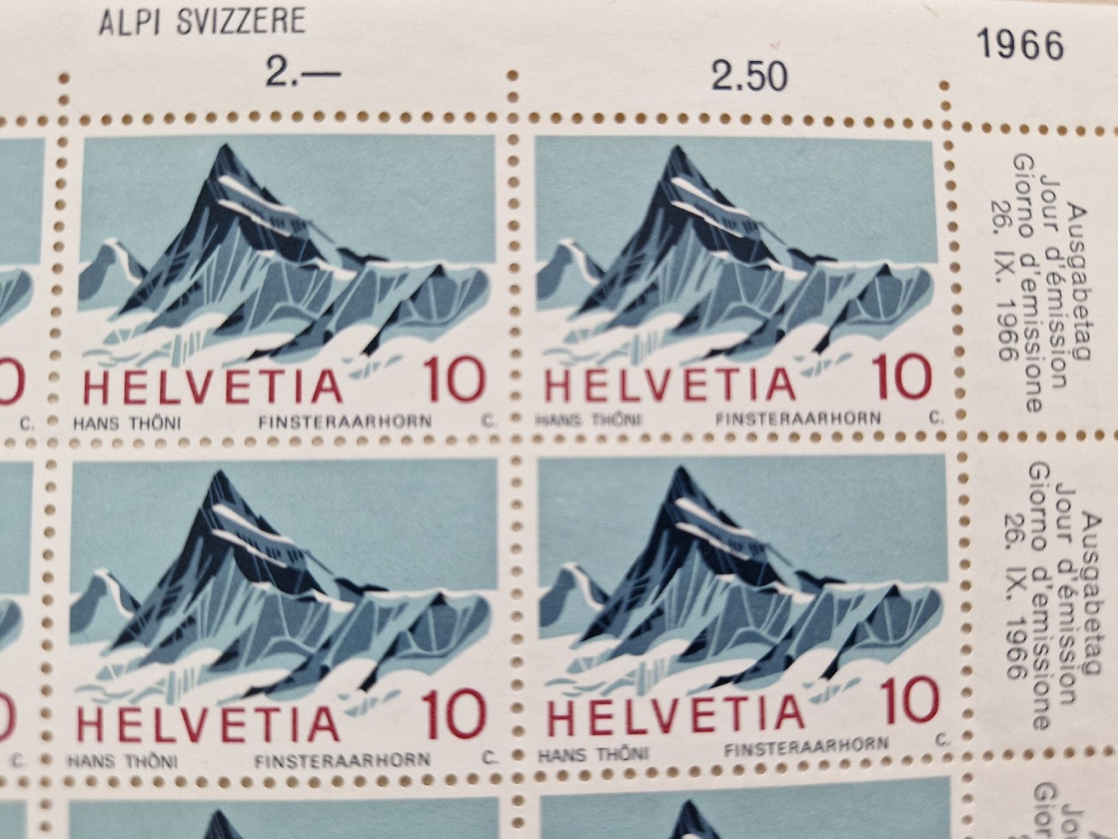 Tutti i francobolli: Finsteraarhorn 10 Rappen-Bogen 1966 Top! postfrisch – Nuovo (secondo la descrizione) da Frauenfeld venduto da Kasico 2