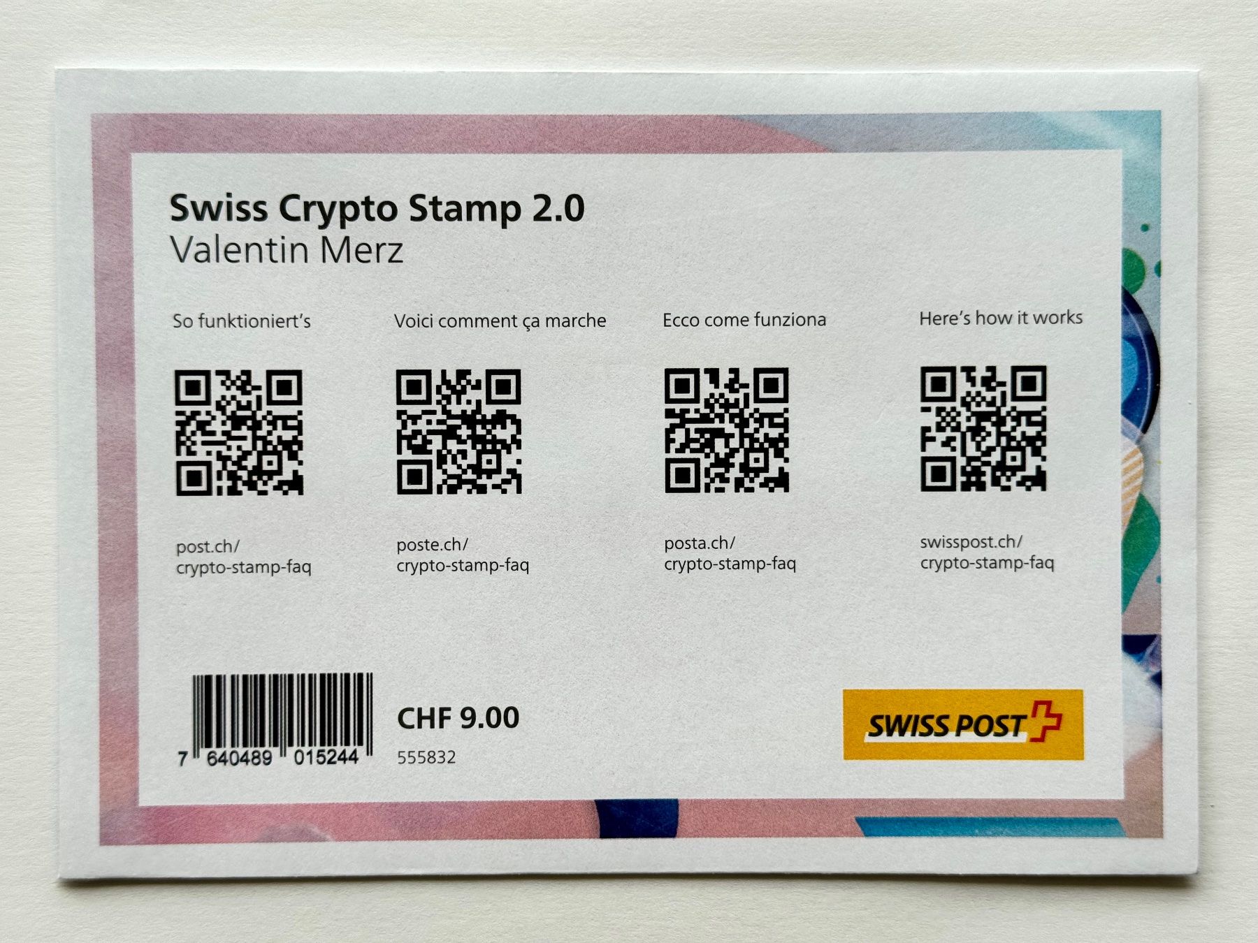 Alle Briefmarken: Swiss Crypto Stamp 2.0 ID1, Valentin Merz – Neu und originalverpackt aus Baar von ricjon