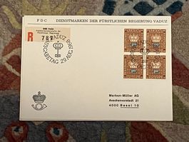 1 Erstagsbrief LI Einschreiben Viererblock 1968