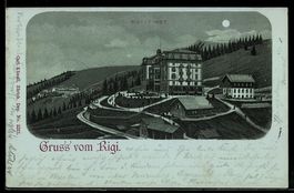 Mondschein-Lithographie Rigi, Rigi-First im Vollmondlicht