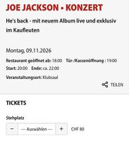 1 Stehplatz ticket für JOE JACKSON Kaufleuten 9.11.26
