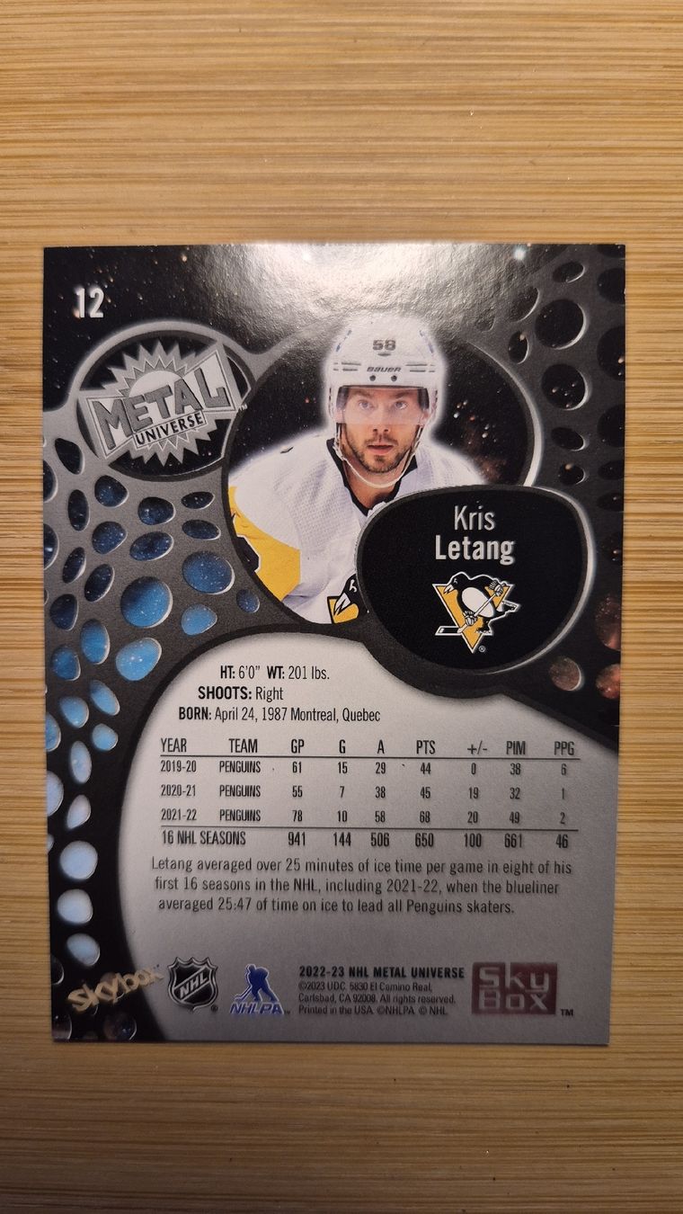 NHL Carte collezionabili: NHL Pittsburgh Penguins Kris Letang – Usato da Bellach venduto da paedu-1980 1