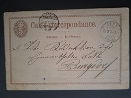 Carte Correspondance, 5 Rappen braun, Bern Burgdorf 1875