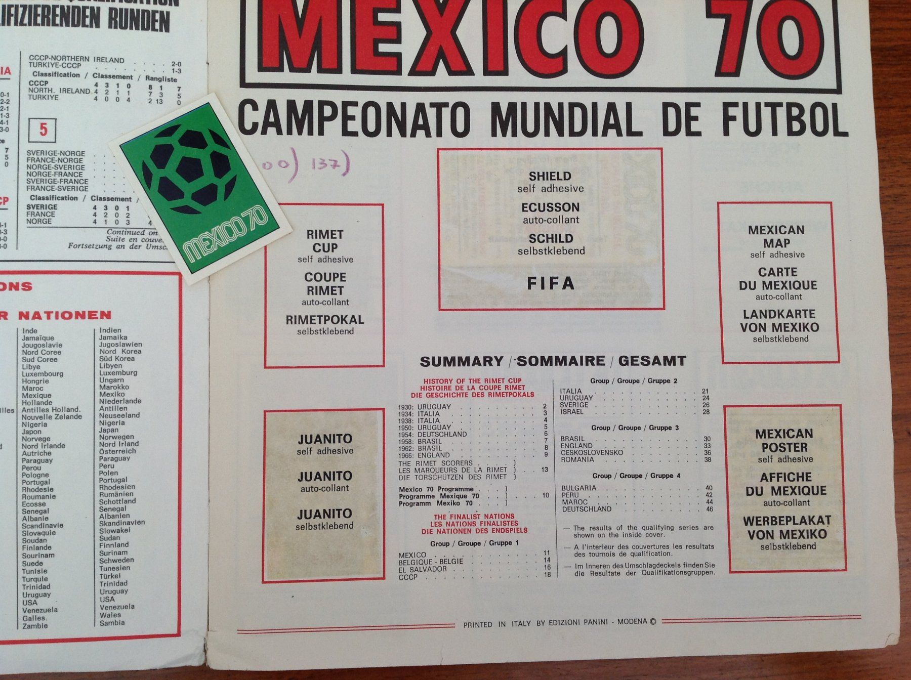 Panini Carte collezionabili: foot mundial WM Mexico 70 - Album Panini – Usato da Vuiteboeuf venduto da broticaire 1