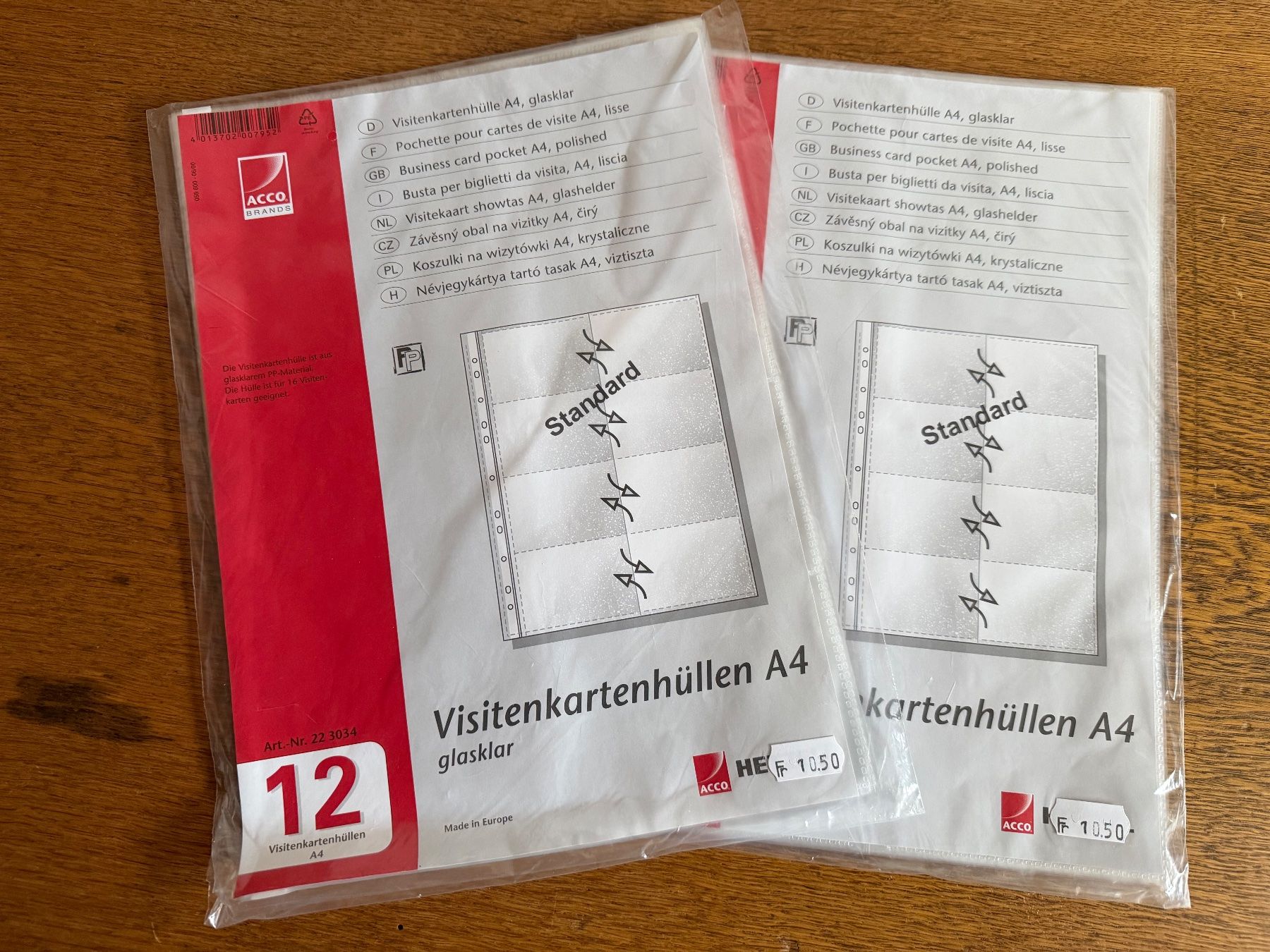 Raccoglitori: Visitenkartenhüllen A4 glasklar – Nuovo e nell'imballaggio originale da Maschwanden venduto da Brindabella
