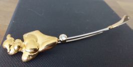 Ausgefallene Brosche in Gelbgold/Platin mit Brillant